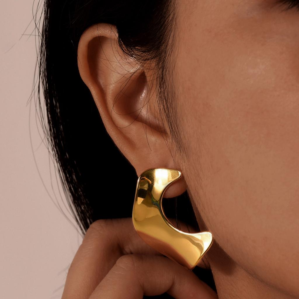 Stainless Steel Earrings Braided Heart-shaped Irregular Geometry Earring for Women Hypoallergenic Light Luxury Jewelry
