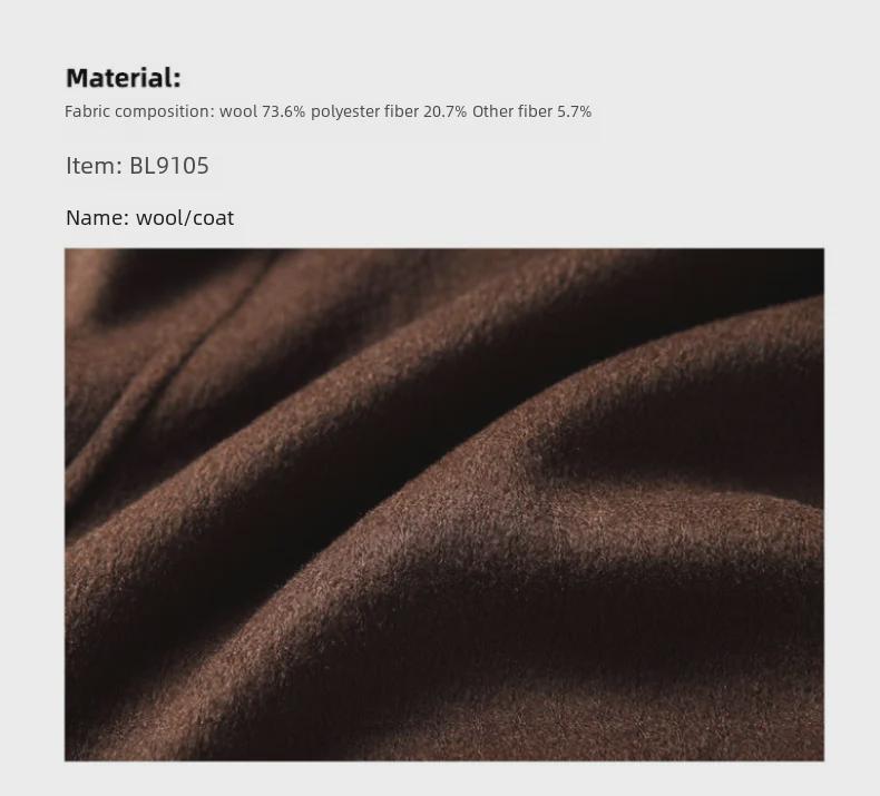 Pánský 2024 dvouřadý prošívaný vlněný větrovka - podzimní/zimní dlouhý business kabát