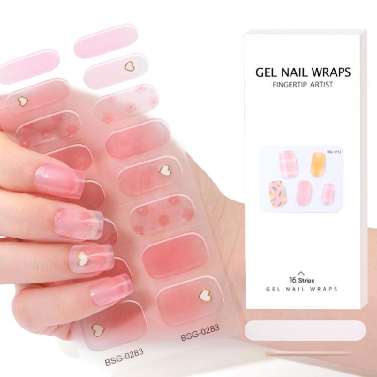 Semi Cured Gel Nail Polish Strips Gel Nail Full Wraps Strips Gel Nail Stickers