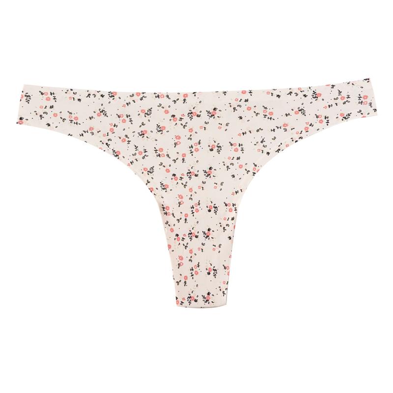 CINOON Women’s Sexy Seamless Thong One Piece Ice Silk Low Rise T‑Back  Pure Desire Printed Sporty G‑String
