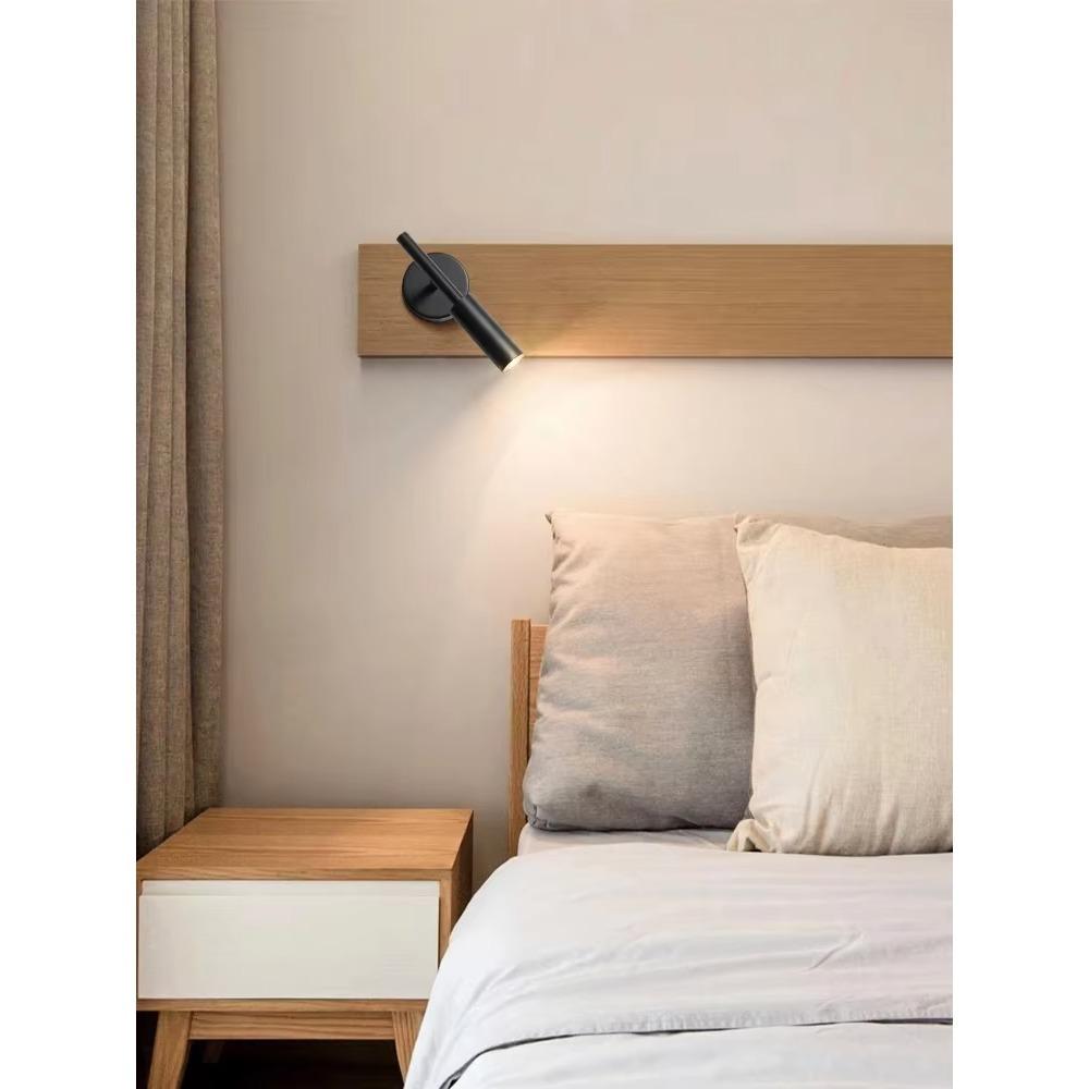 Adjustable LED Wall Lights  Black/White Bedside Lamp Nordic Creative Reading Infinite Wall Light Bedroom Bed Reading Light