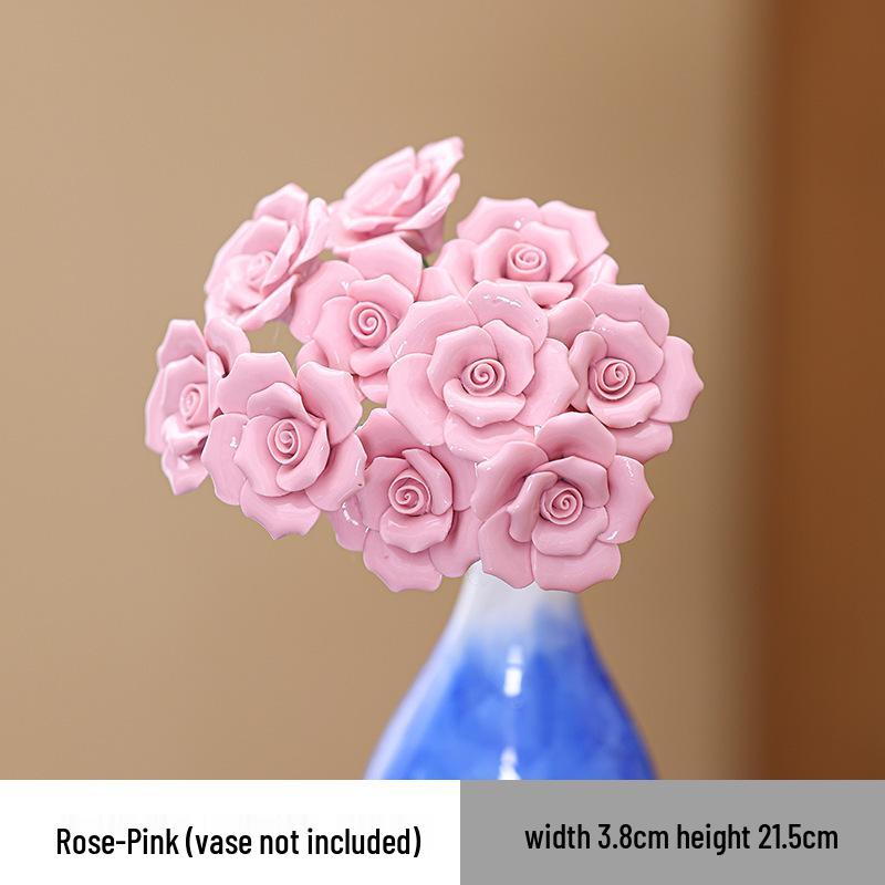 Traditional Jingdezhen Peony Ceramic Vase - Eternal Flower Simulation Decoration