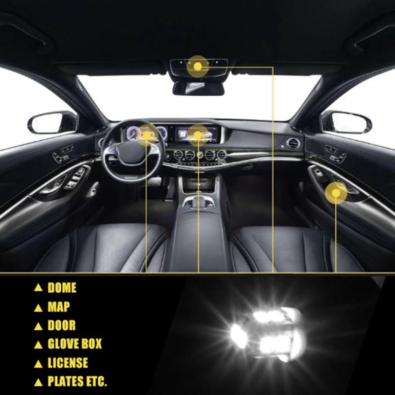 24pcs Led Bulb Set T10 DC 12V White Light Car Light Bulb Suitable for Reading Light/License Plate Light/Interior Light