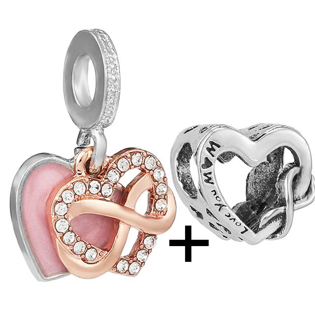 2pcs /Lot New Trend Crown Feather Zircon Hollow Leaves Beads Fit Original Brand Charms Silver Color Bracelets Women Diy Jewelry