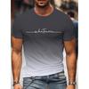 Summer Fashion Men's Clothing Trendy Design Gradient Color Letter Print T-Shirt Top Breathable Soft Short Sleeve Menswear
