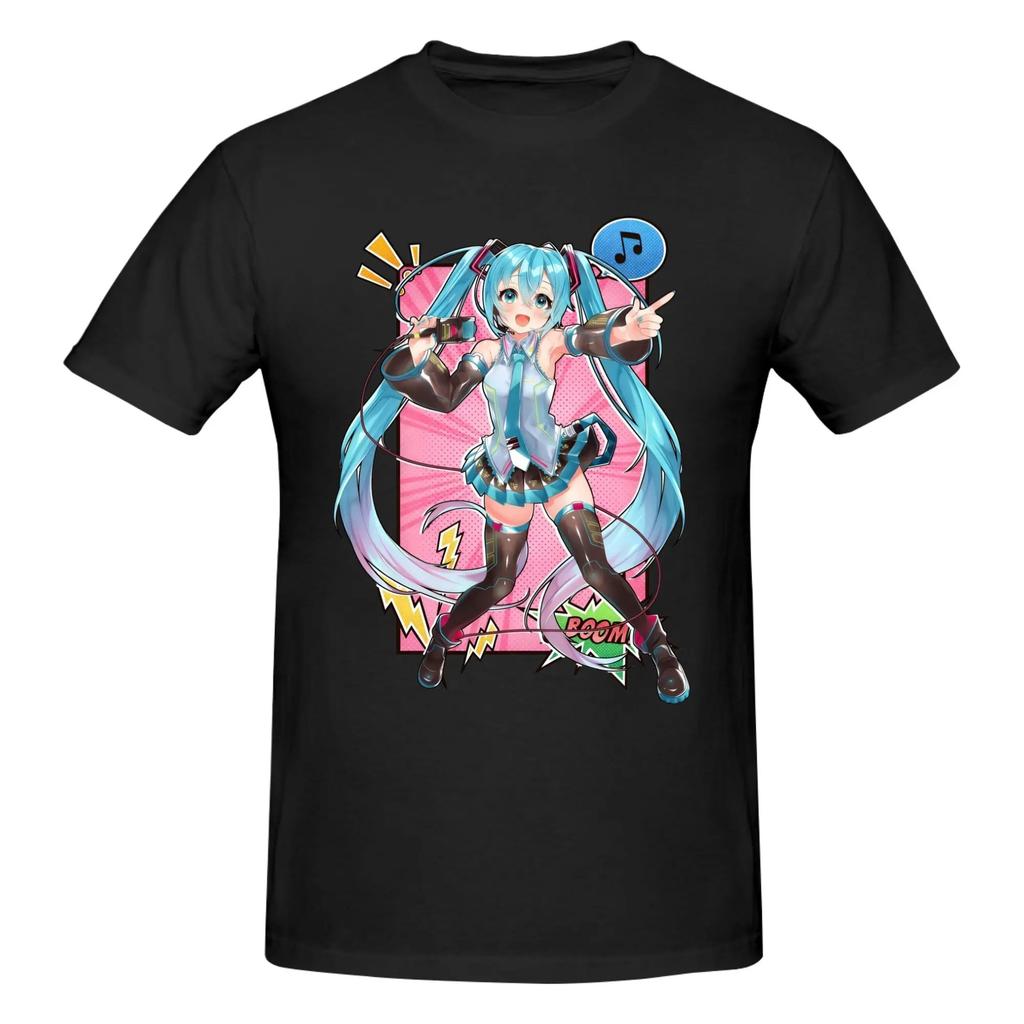 Hatsune Miku Black Metal Gothic Style Anime Graphic Oversized Streetwear Pop Rock Concert Fan Merch T-Shirt