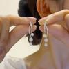 New Trendy Silver Needle Fringed Pearl Stud Earrings for Women, Light Luxury Temperament Earrings Earrings