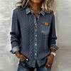 Women Denim Patchwork Knitted Sweater Turn-down Collar Button Top Cardigan Winter Long Sleeve Knitwear Shirt Outerwears Jackets