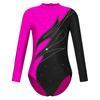 Long Sleeve Gymnastic Leotard for Girl Shiny Beads Flame Athletic Dance Bodysuit