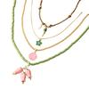 4Pcs Fashion Colorful Bohemian Statement Necklace Set Ceramic Fish Charm and Layering Beads for Women Jewelry