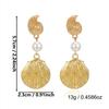 Fashion Shell Imitation Pearl Drop Earrings for Women Luxury Gold Color Beach Vacation Statement Jewelry Party Accessories