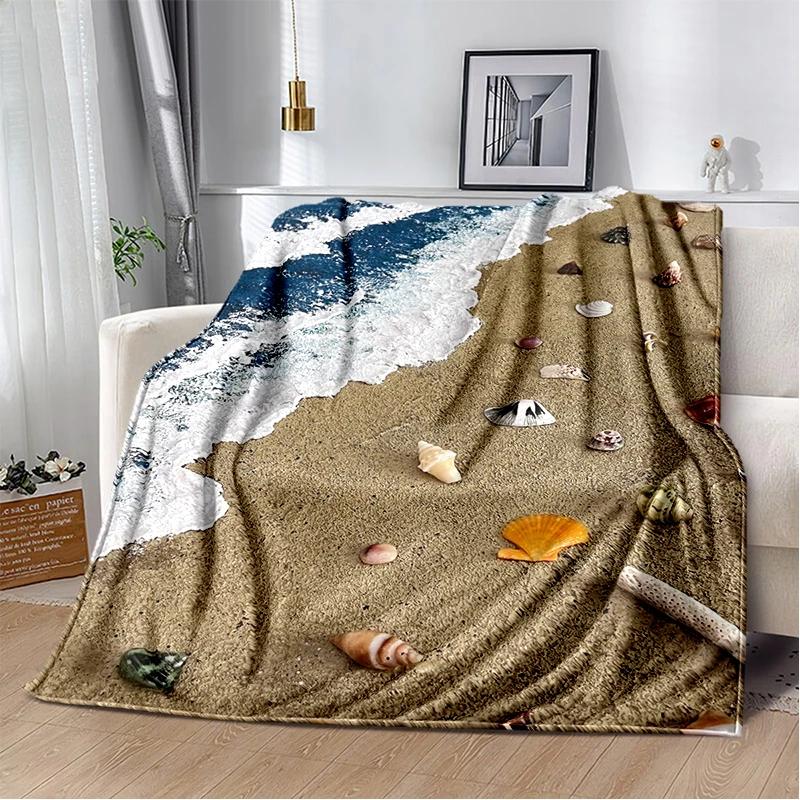 3D Starfish Beach Shell Sea Star Sand Blanket,Soft Throw Blanket for Home Bedroom Bed Sofa Picnic Travel Office Cover Kids Gift