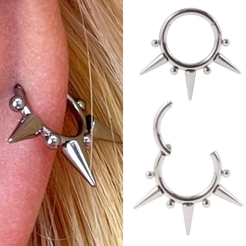 Punk Rivet Earrings For Women Korean Fashion Geometric Hoops Earrings Charms Goth Grunge Earrings Accessories Hip-Hop Jewelry