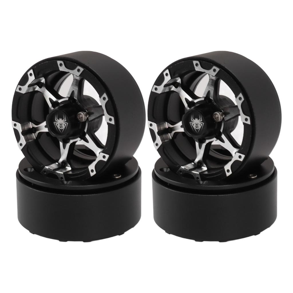 1.9in RC Beadlock Wheel Rims Reusable Stable Grip Silver Black Precise Replacement For Traxxas TRX4