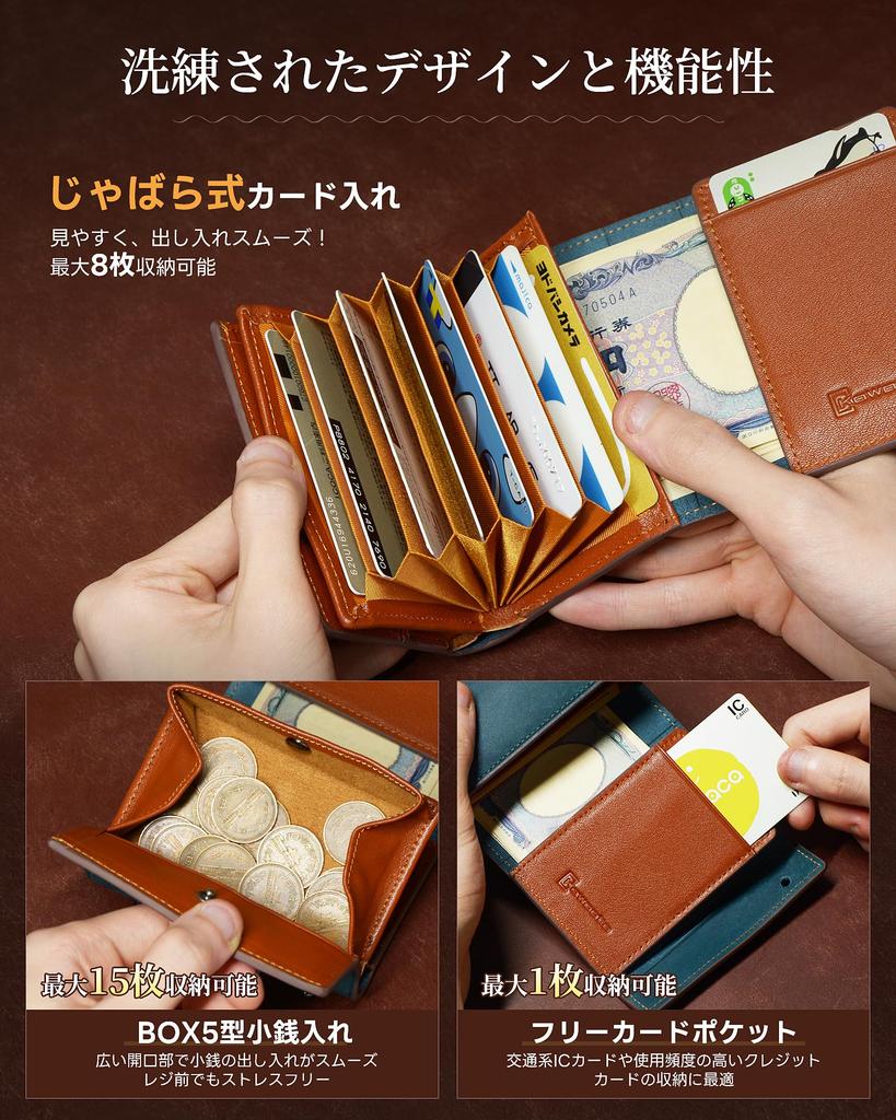 Bifold Pueblo Leather Bifold Genuine Large Popular [Kawaoto] Men's Wallet, Leather, Capacity, Compact, Small, Box-shaped Wallet, Left-handed,