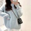 Thickened soft waxy gentle sweater women's autumn and winter top loose retro lazy twist bottomed knitted sweater jacket
