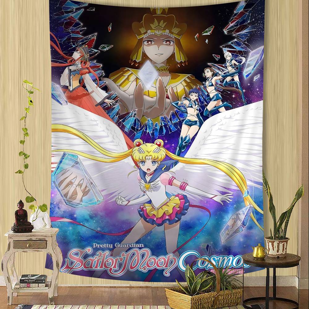 Anime SSailor Lovely MMoon Tapestry Art Printing Japanese Wall Tapestry Anime Wall Hanging Home Decor