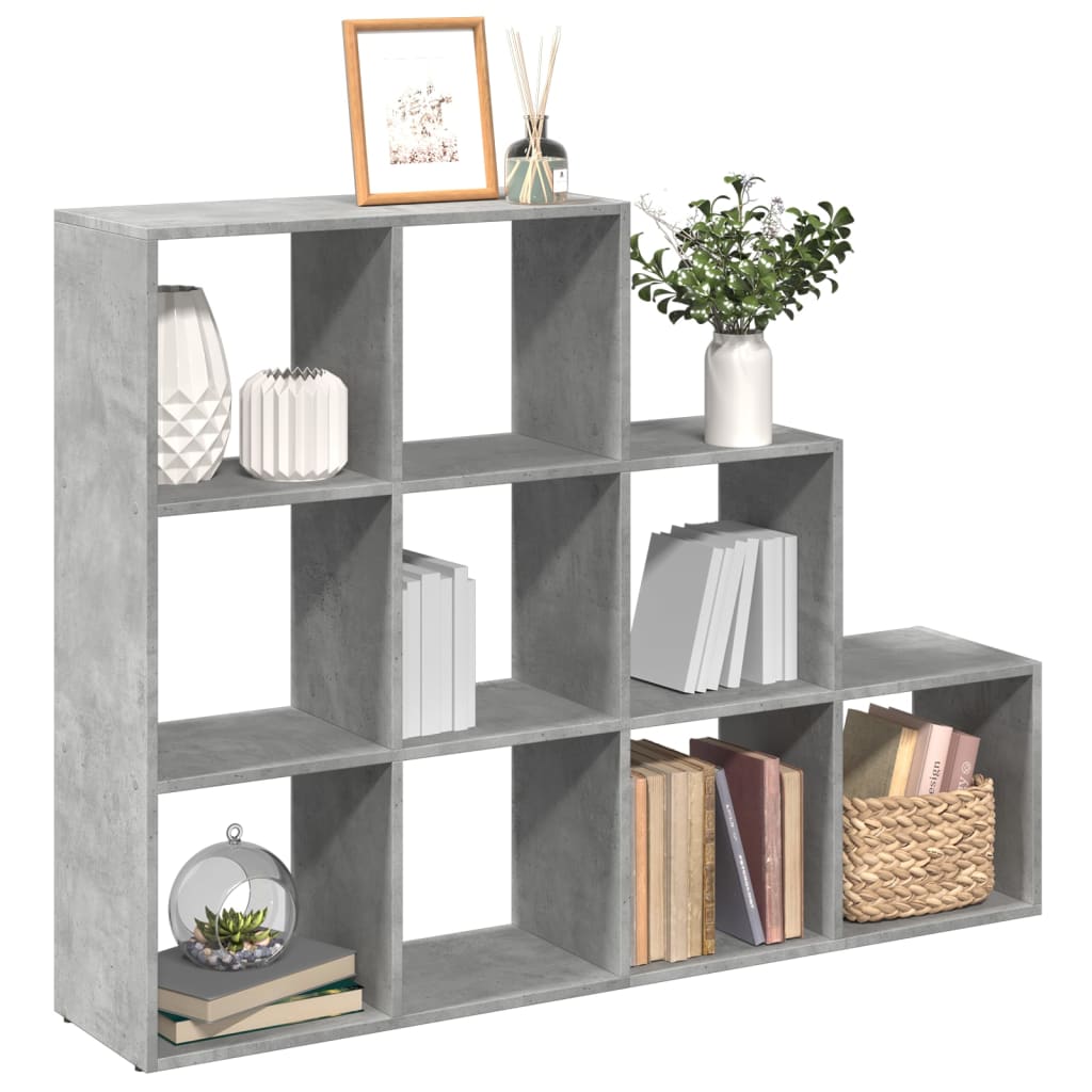 Room Divider Bookshelf 3 Tier Concrete Grey 137.5 x 29 x 103.5 cm