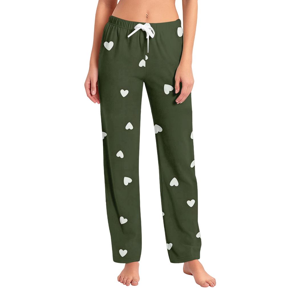Dámské pyžamové kalhoty na spaní ležérní kalhoty se stahovací šňůrkou v pase pohodlné rovné kalhoty na jógu volné