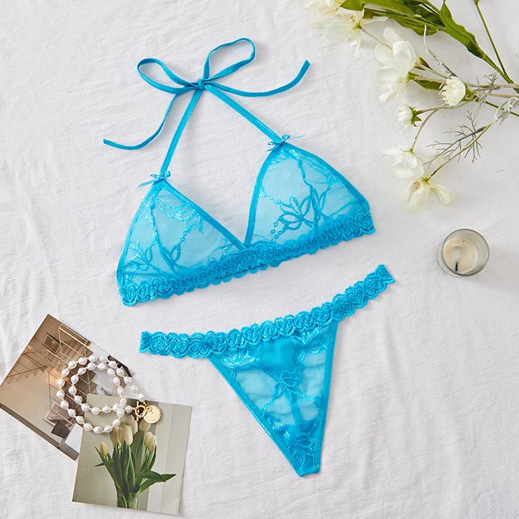 European & American Bare Buttocks Backless Lace See-Through Sexy Lingerie Set 8811C.