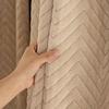 1Pcs Plush Beige Chevron Blackout Curtain – Ultra-Soft Thick Velvet, Modern Insulation, Noise Reduction & Elegant Style