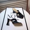 Classic and Elegant High Heel Slippers for Women 2024New Leather Slippers High Heels Hot Selling Summer Casual High Heel Sandals