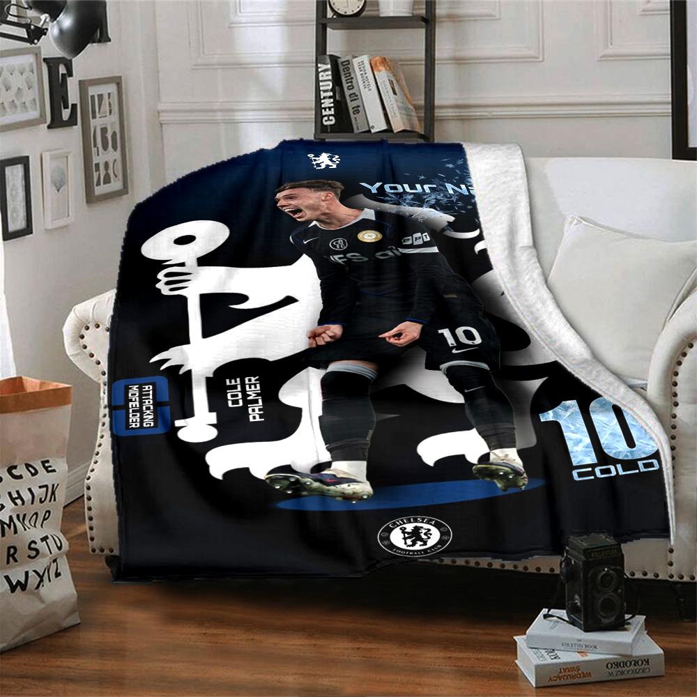 Chelsea Fc Football Player Personalized Text Blanket Gift Personalized Blanket Ultra-Soft Suitable for Bed Chair Living Room Bedding All-Season Use