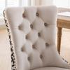 Dining Chairs Set of 2, Hand-Tufted Velvet, Back with Gold Thread Geometric Pattern, Nailhead Trim & Metal Pull Ring, Solid Wood Legs, DE2201BG