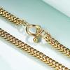 Unisex 14K Gold-Plated Cuban Link Necklace - 7MM Titanium Steel with OT Buckle