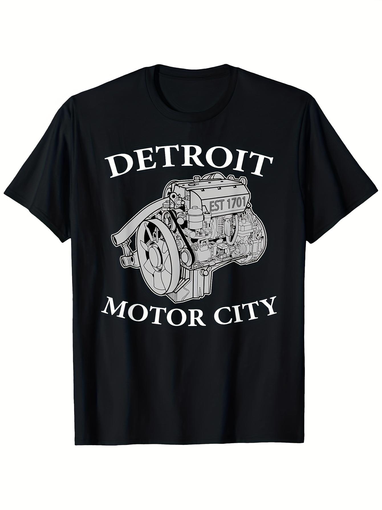 

Vintage Detroit Motor City Car Enthusiast with Big Block V8 Engine Design100 cotton Oneck short sleeve printed mens Tshirt S