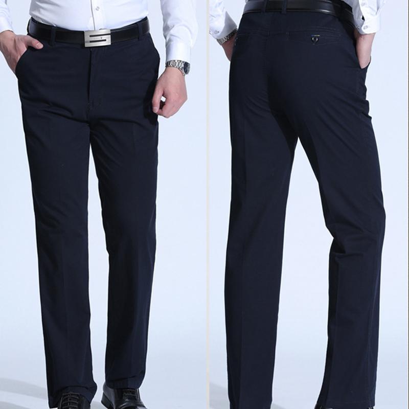 Summer  Plus Size Men's Business Casual Loose Cotton Bottoms Sweat-absorbent Thin Breathable Straight-leg Suit Pants KTB