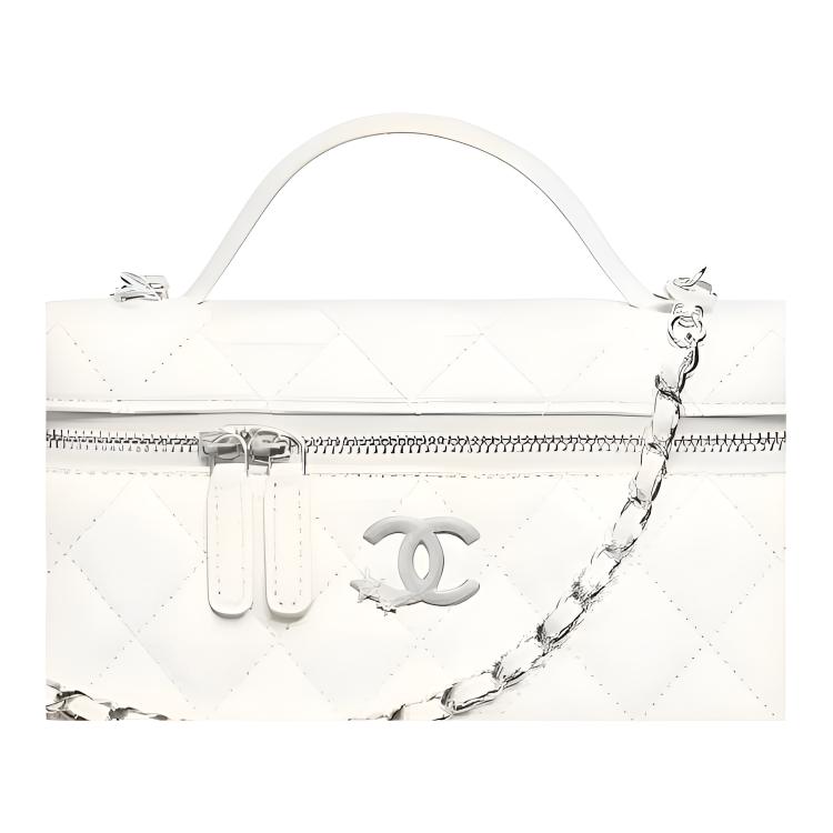 Chanel 25b Star Series Classic Logo Particle Leather Silver Chain Single Shoulder Handbag For Women White