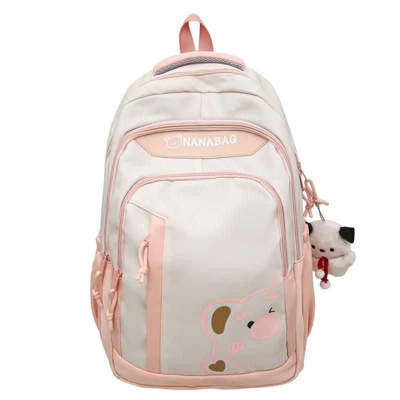 Lotso Nylon Cartoon Bear Student Backpack With Breathable Design For Middle School Girls And Boys