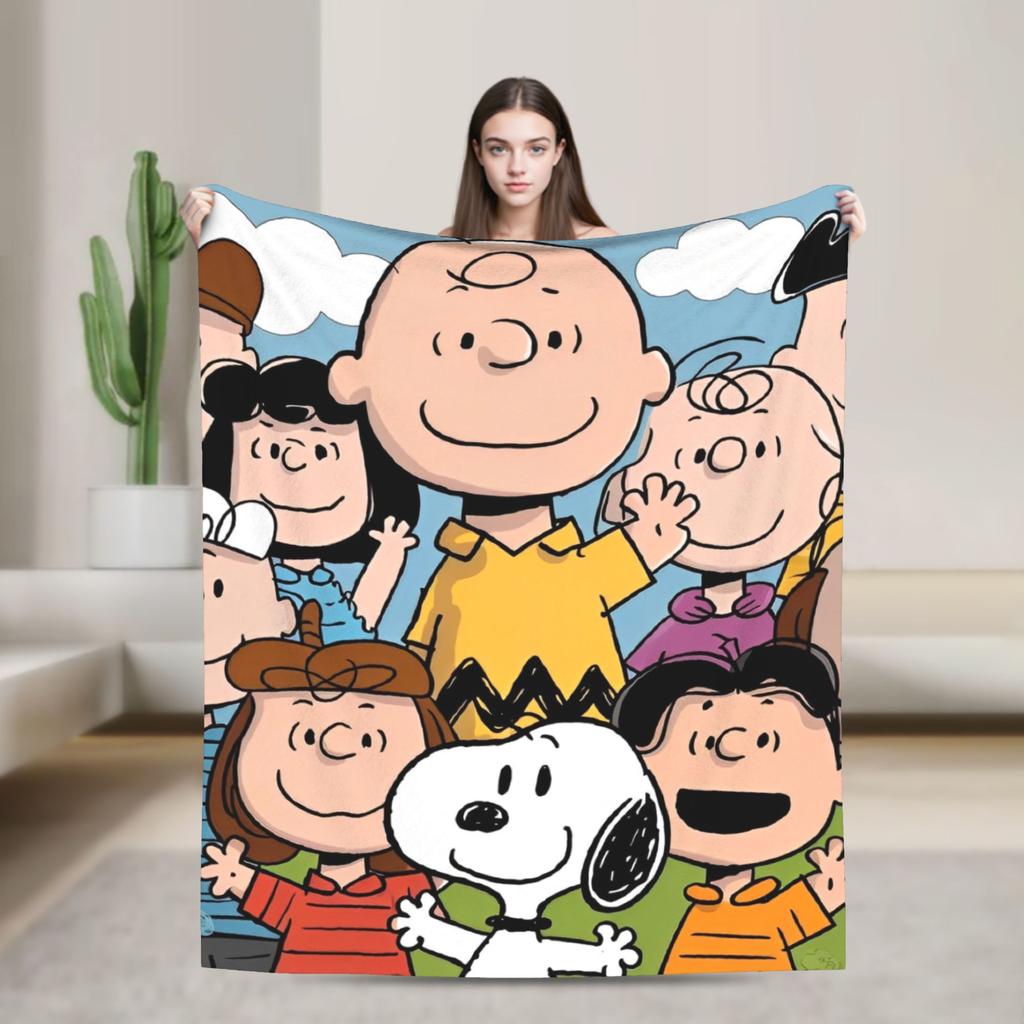 Snoopy Listen to music Blankets Fleece Spring Autumn Cartoon  Multifunction Super Warm Throw Blanket for Home Plush Thin Quilt
