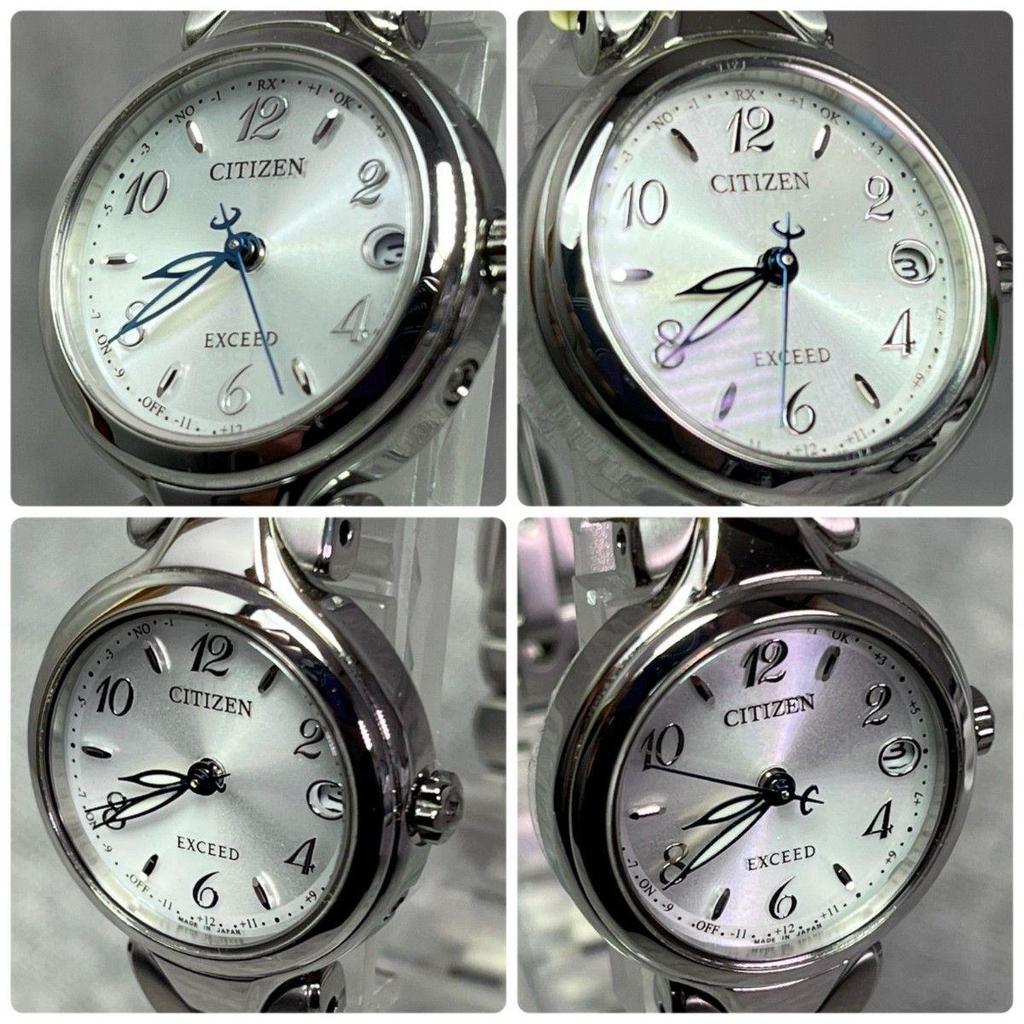 Used Unused CITIZEN EXCEED ES9470-50A Radio Solar White Pearl Titanium Ladies Watch
