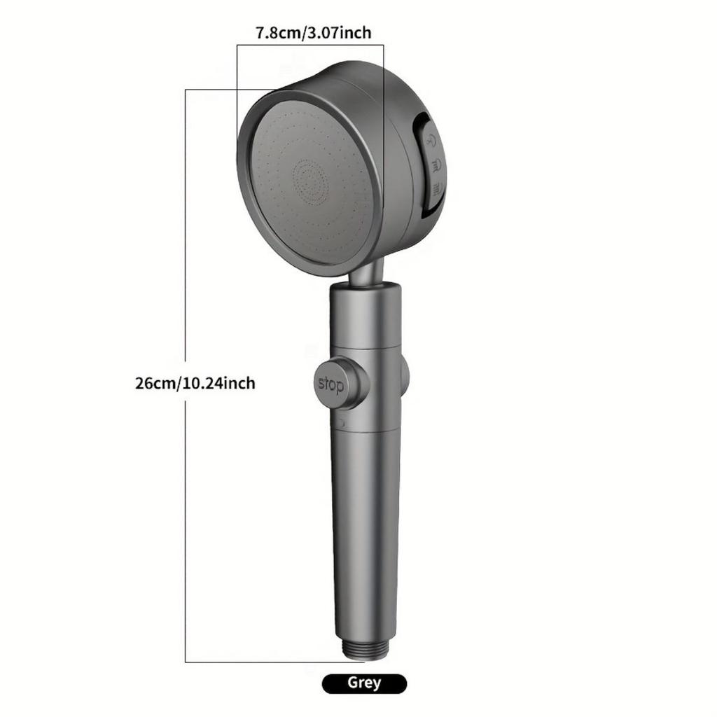 1 druckbeaufschlagter Filterduschkopf, mit drei einstellbaren Stufen superdruckbeaufschlagten Haushaltsduschkopfs und einem im Winkel verstellbaren Duschkopf