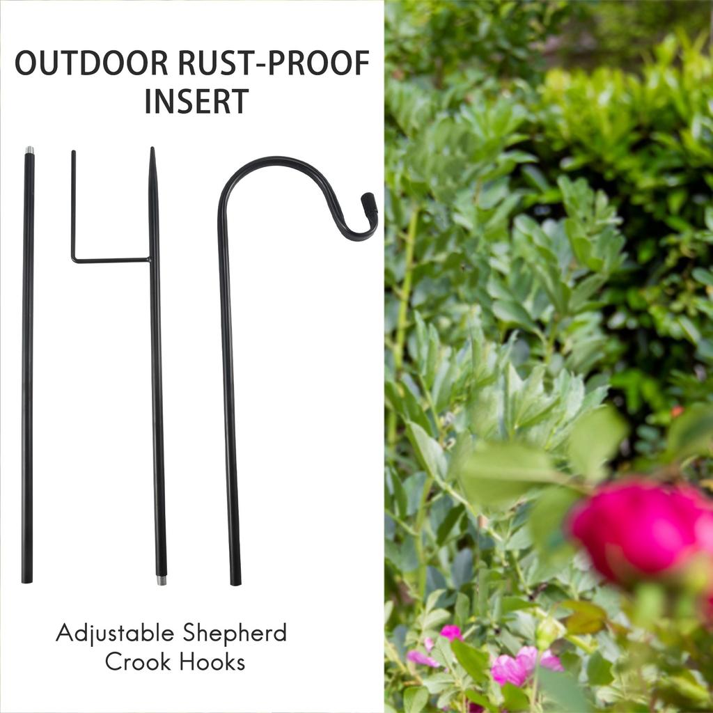 BHBL Shepherd Hooks Rust Garden Stake Outdoor Metal Plant Stand Hanger Bird Feeder Pole 120X10X1cm