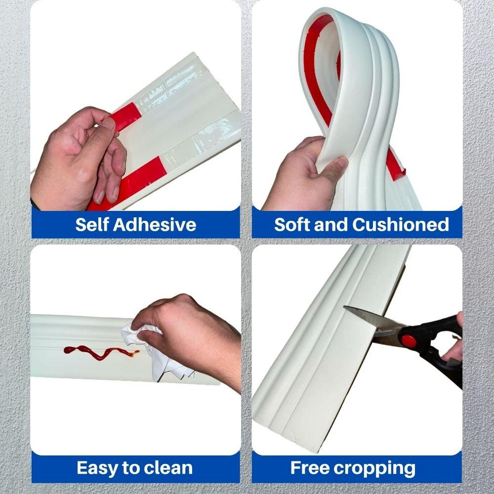 2M/Roll 3D Self Adhesive Skirting Line Wall Sticker Thickened Anti-collision Decoration Strips Living Room Bedroom Corner Line