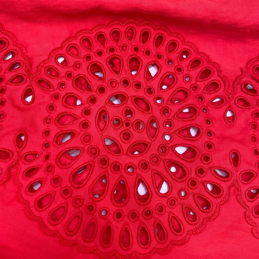 STELLA McCARTNEY 6A0122 3BU304 Red Bride Anglaise Puff Sleeve Dress dress 36 RedUsed