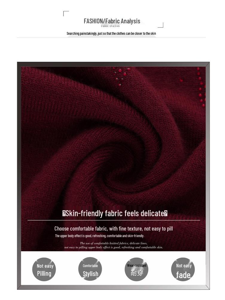 Mom's Stylish Knit Sweater 2025 - Thickened Base Layer for Middle-Aged & Elderly Women 50+