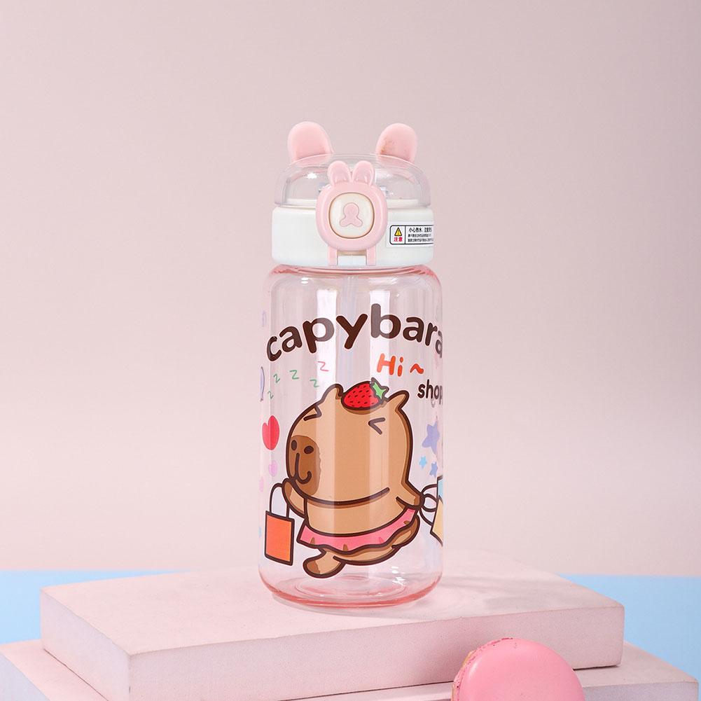 500ML Kapibala Cup Clear Portable Flip-top Water Bottle Leak Cute Plastic Proof Outdoor For Kid X8G9