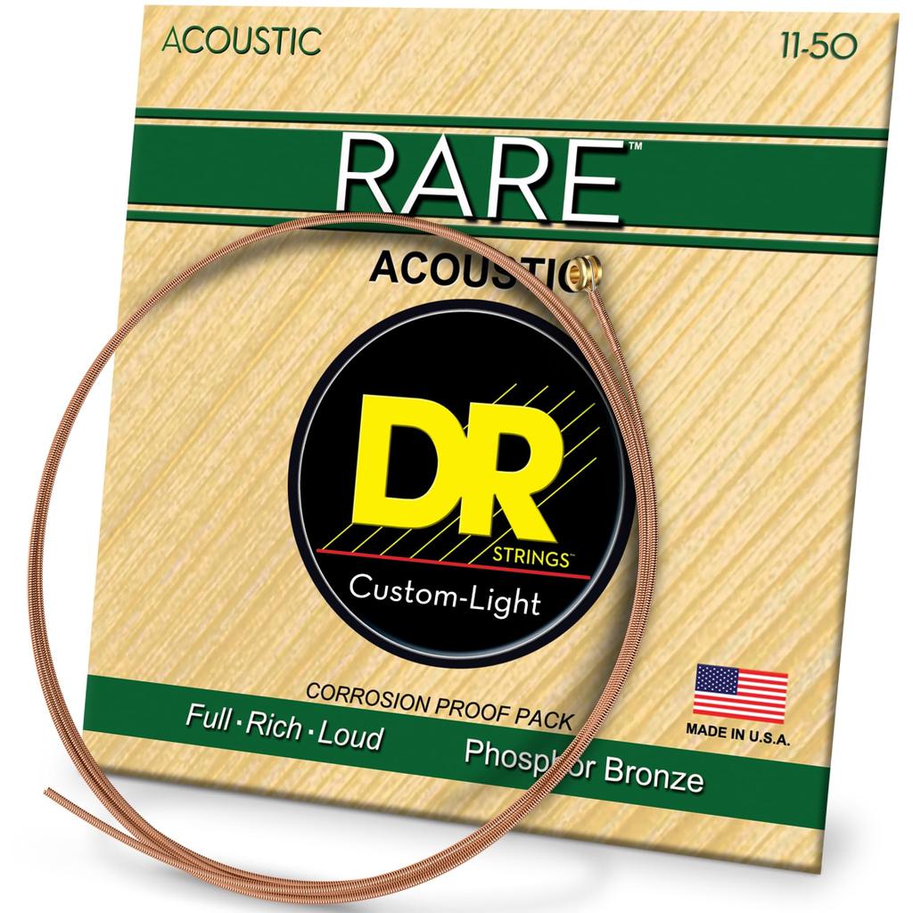 DR Strings Acoustic Guitar Rare Phosphor Strings, Bronze, .011-.050, RPML-11