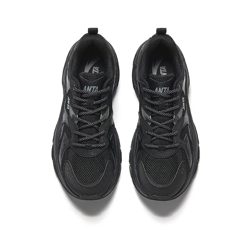 Anta Lifestyle Series Trendy Casual Shock Absorbing Wear Resistant Low Top Dad Shoes Men sneaker Black 912538839-4