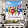 Wall Hanging Tapestry With Custom Name & Text, Teletubbies Decorative Tapestry For Bedroom