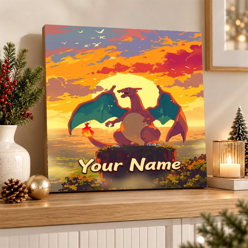 Charizard Custom Name Diamond Painting Personalized 5D Full Drill DIY Diamond Art Home Decor