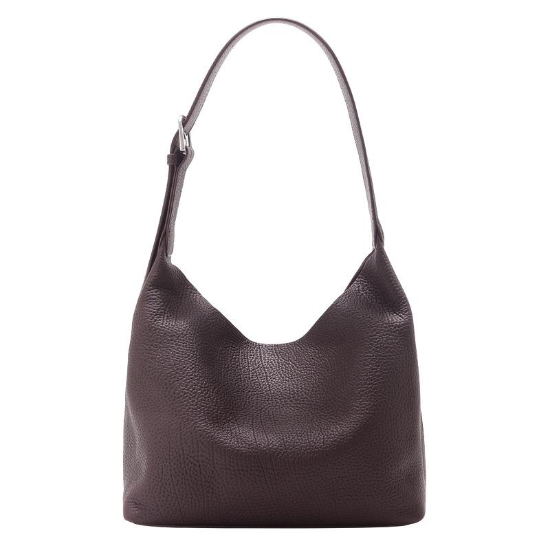 First Layer Cowhide Vegetable Basket Bag Women'S Large-Capacity Niche Crossbody Bucket Bag Strict Underarm Leather Commuter Shoulder Bag