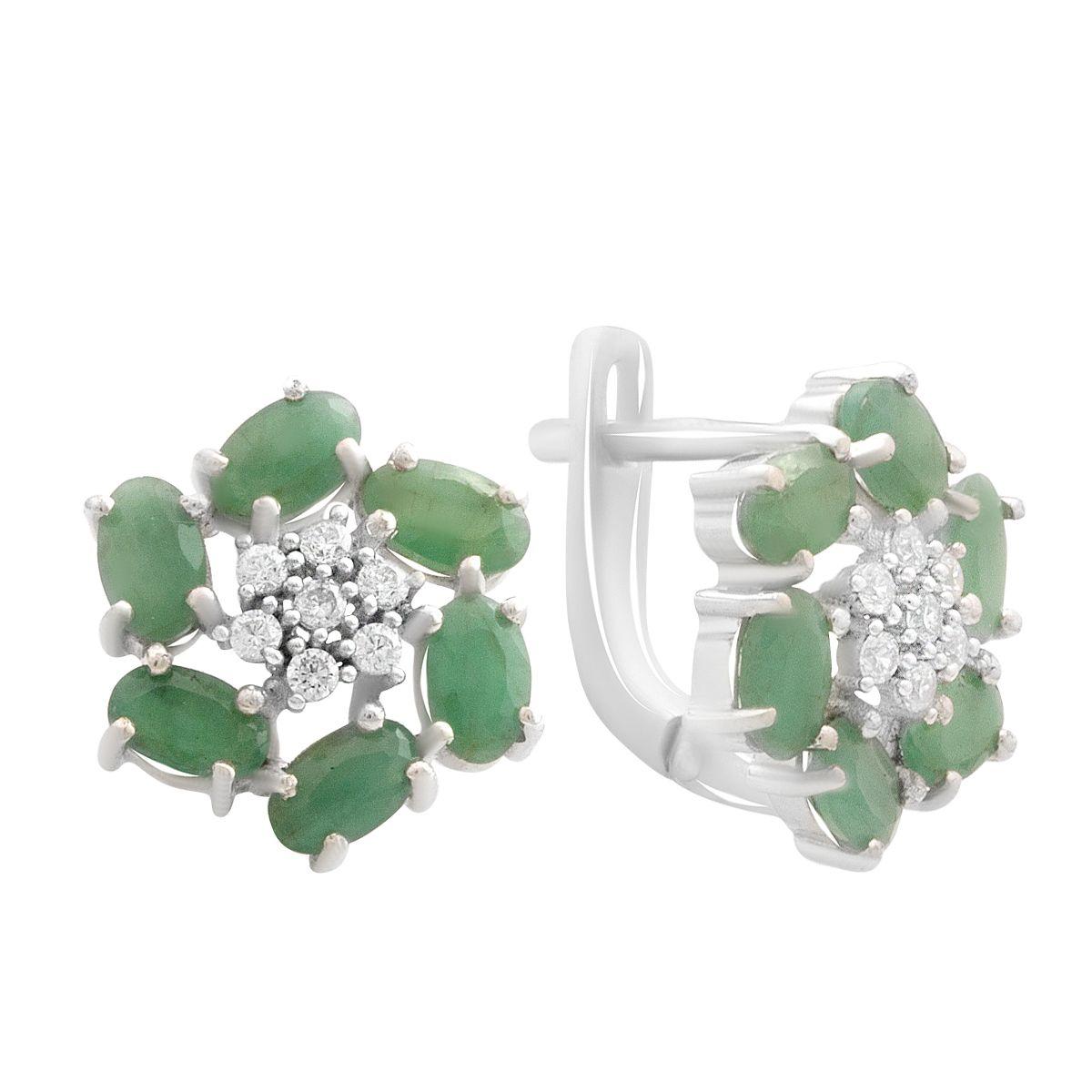 

Silver earrings with natural emerald, cubic zirconia (2187776) смарагдовий