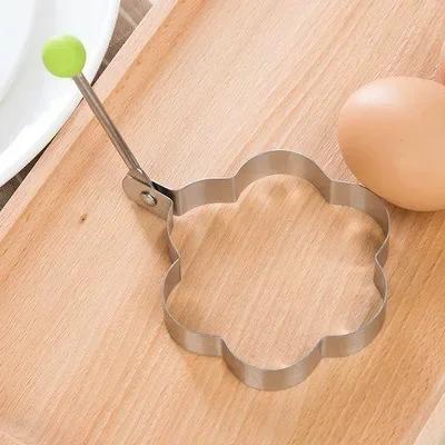 Egg Mold Ring Stainless Steel Round/Heart/Flower/Five-Pointed Star and Mickey Mouse Shaped Egg Mold Ring Kitchen Utensil