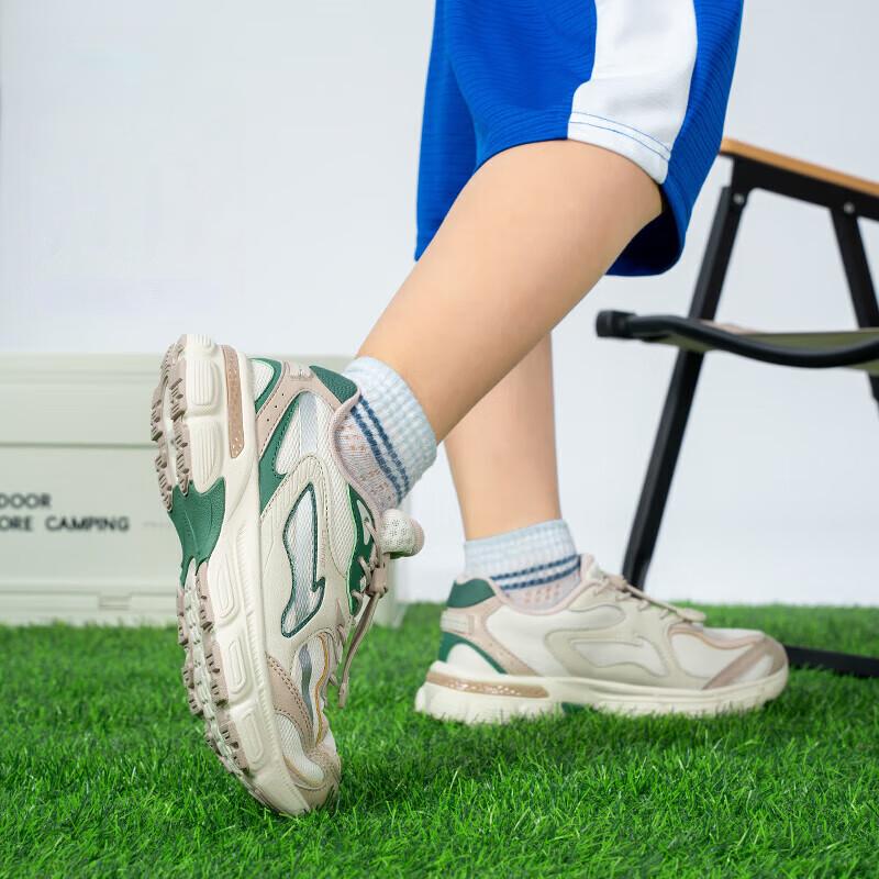 Li Ning Bequeme Einfache Rutschfeste Verschleißfeste Low-Top Freizeitschuhe Kinderschuhe Grau Grün YKCU114-5