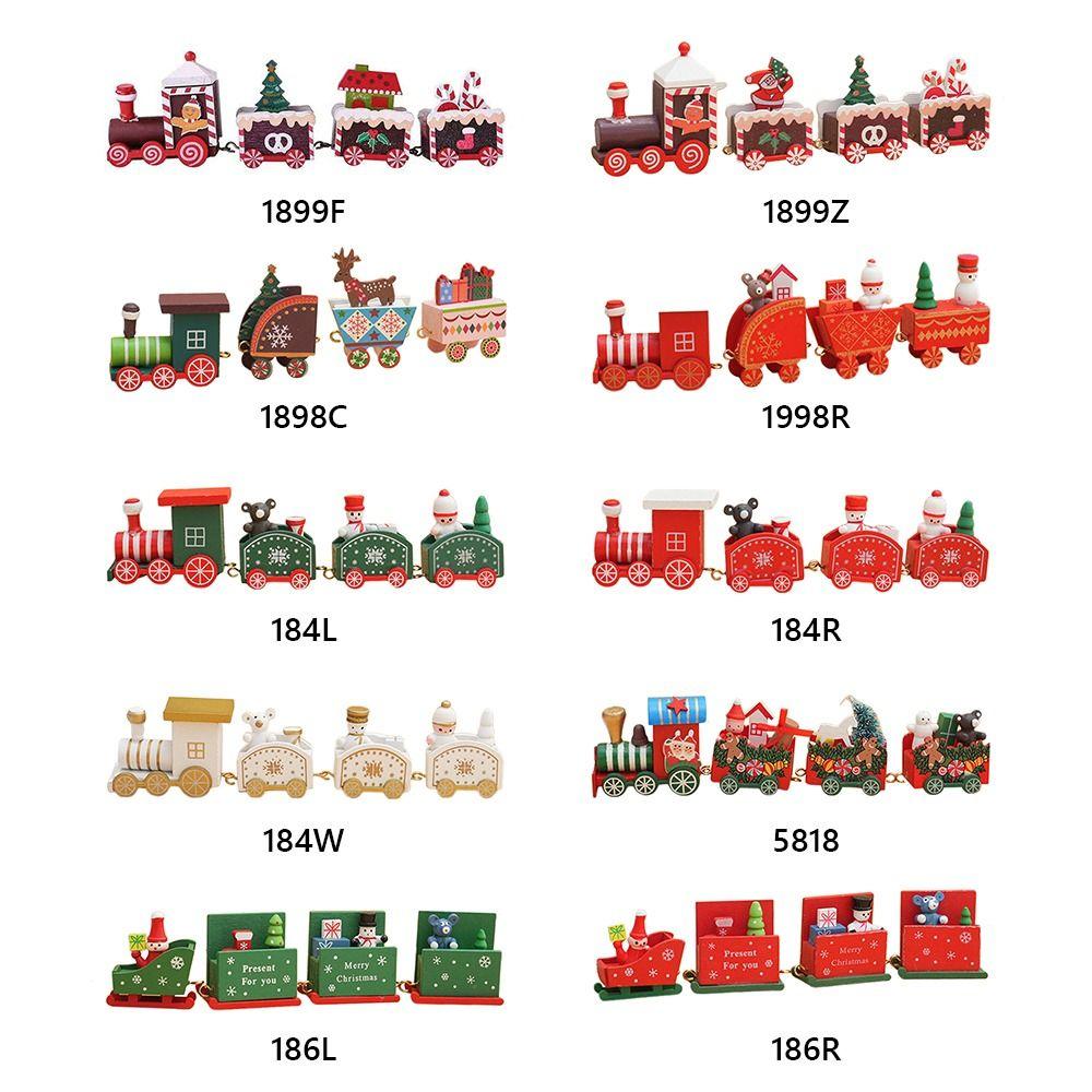 Multicolor Christmas Train Wood Mini Christmas Tree Train Wooden Christmas Decorations  Gift